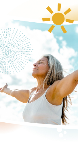 Woman meditating with her arms stretched out