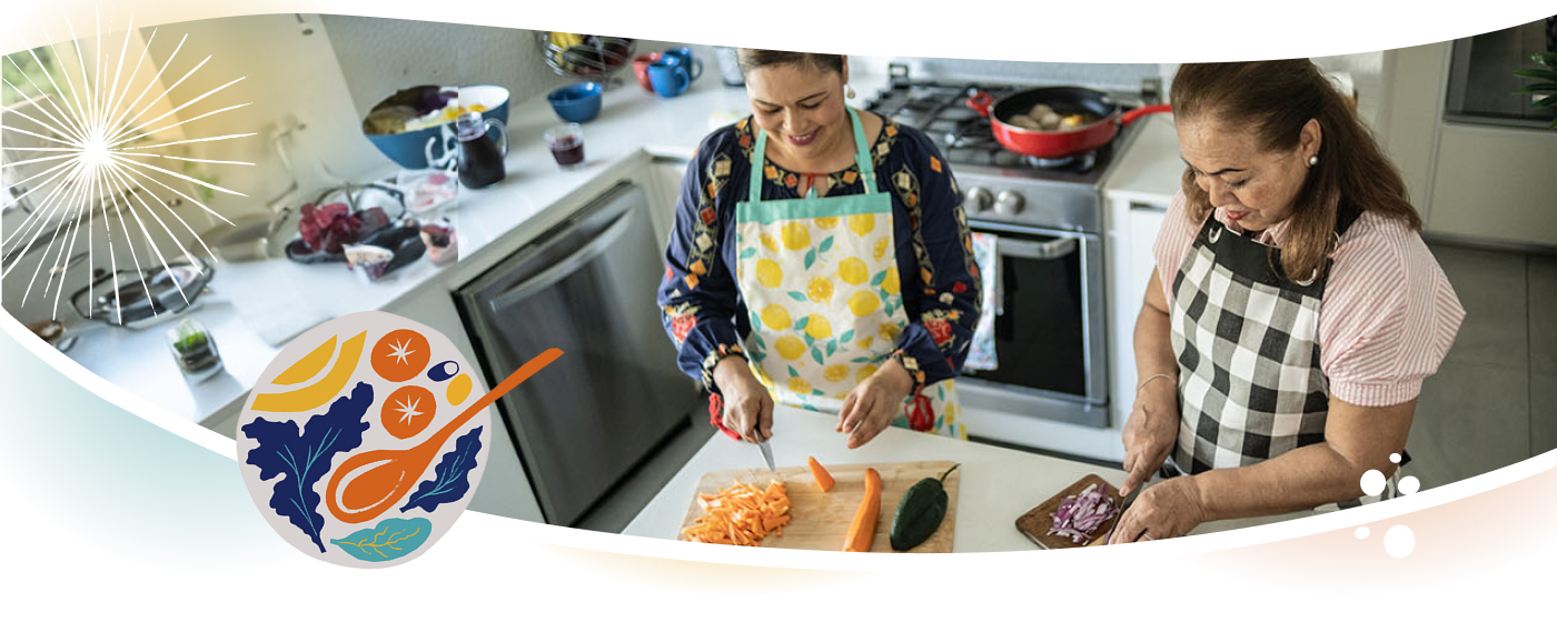 Two women cooking