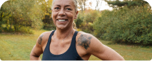 Woman smiling after working out