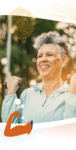Woman holding exercise weights