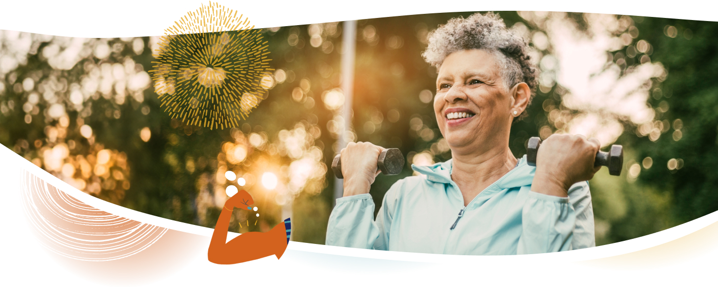 Woman holding exercise weights