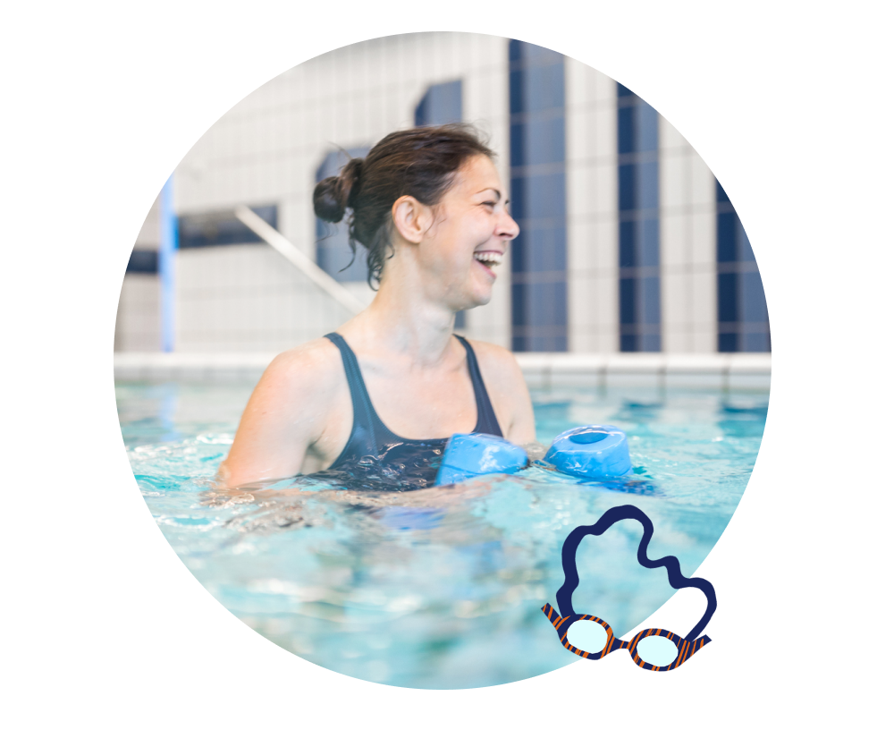 A woman exercising in a pool