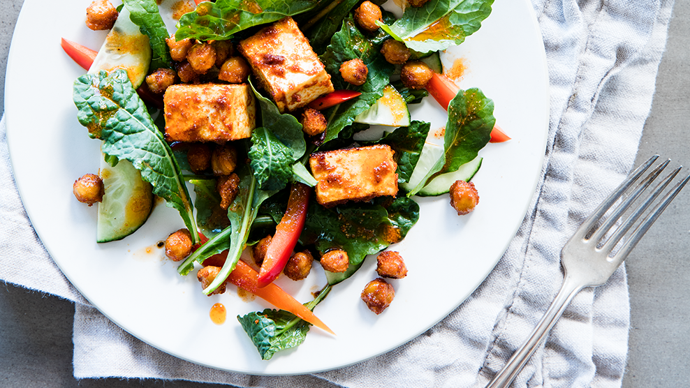 kale tofu chickpea salad